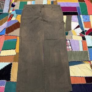Dickies Loose Fitted Brown Stained Greyish Green Workwear Pants 38Wx32L